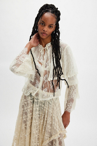 Nigel Preston Lace Cape Shirt At Free People In Clean Ivory, Size: XS