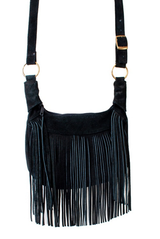 Женская сумка HippieShop Hippie Shop Bohemian Suede Fringe Shoulder, цвет: Чёрный — фото 1