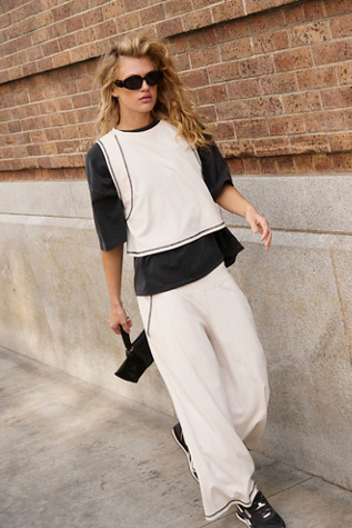 Double Dutch Set Top by FP Movement at Free People in Ivory Combo, Size: Large