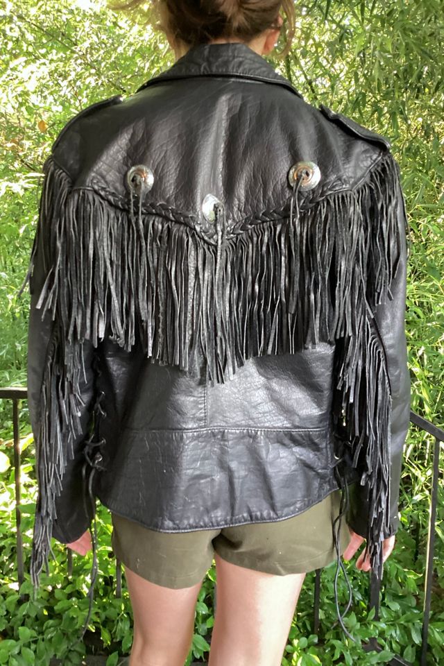 Vintage 1970s Fringe Leather Biker Jacket Selected by Cherry #1