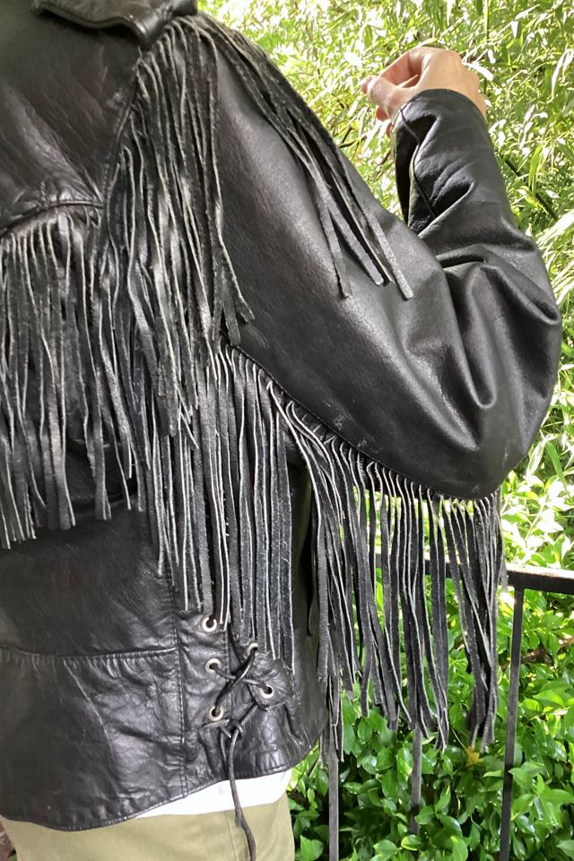 Vintage 1970s Fringe Leather Biker Jacket Selected by Cherry #2