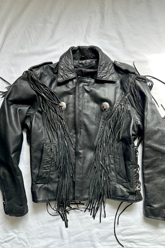 Vintage 1970s Fringe Leather Biker Jacket Selected by Cherry #3
