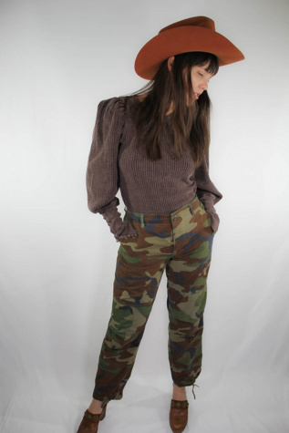 Vintage Camo High Waist Fitted Pants Selected By Moons + Junes Vintage product page