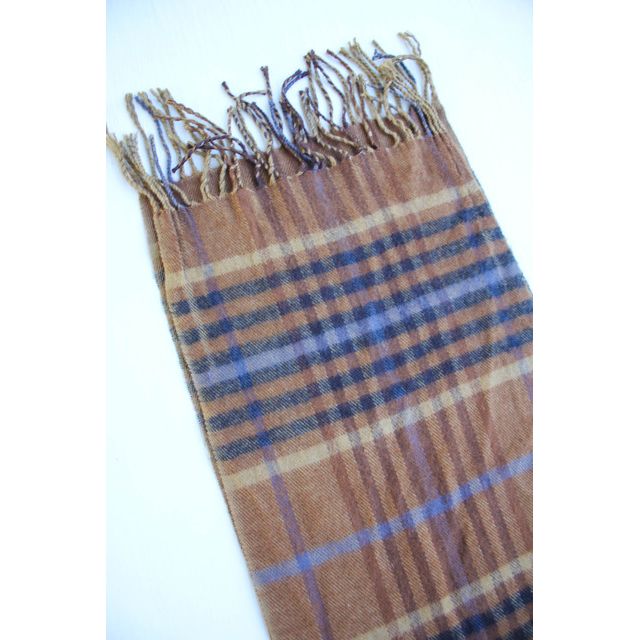 Vintage Brown Plaid Fringe Scarf Selected By Moons + Junes Vintage #1