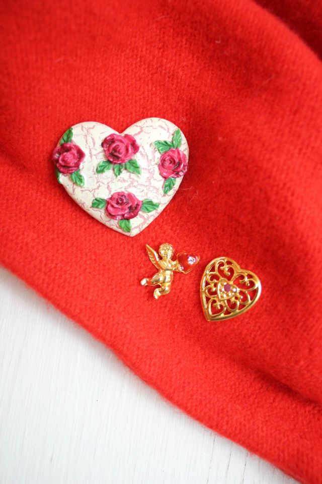 Chapel of Love Red Wool Brooch Beret Selected By Moons + Junes Vintage #1
