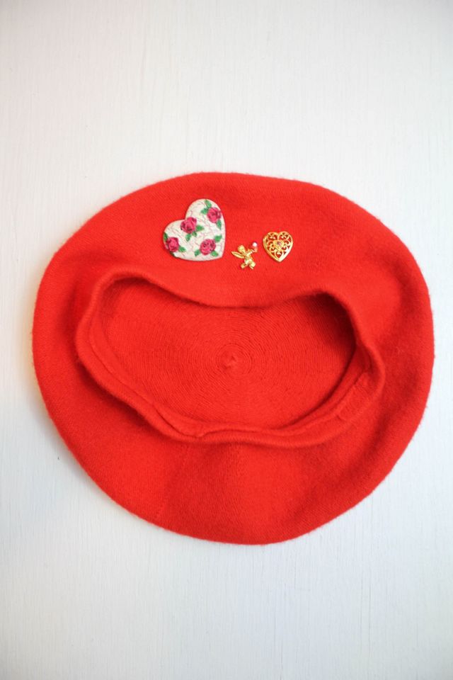 Chapel of Love Red Wool Brooch Beret Selected By Moons + Junes Vintage #3
