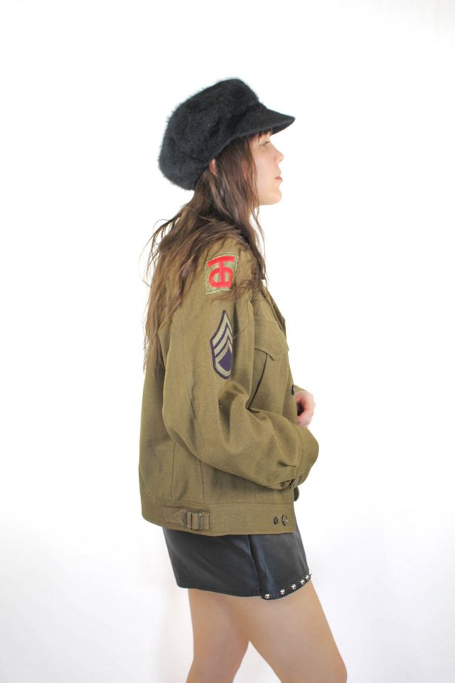 Vintage Cropped Wool Millitary Patched Bomber Jacket Selected By Moons + Junes Vintage #2