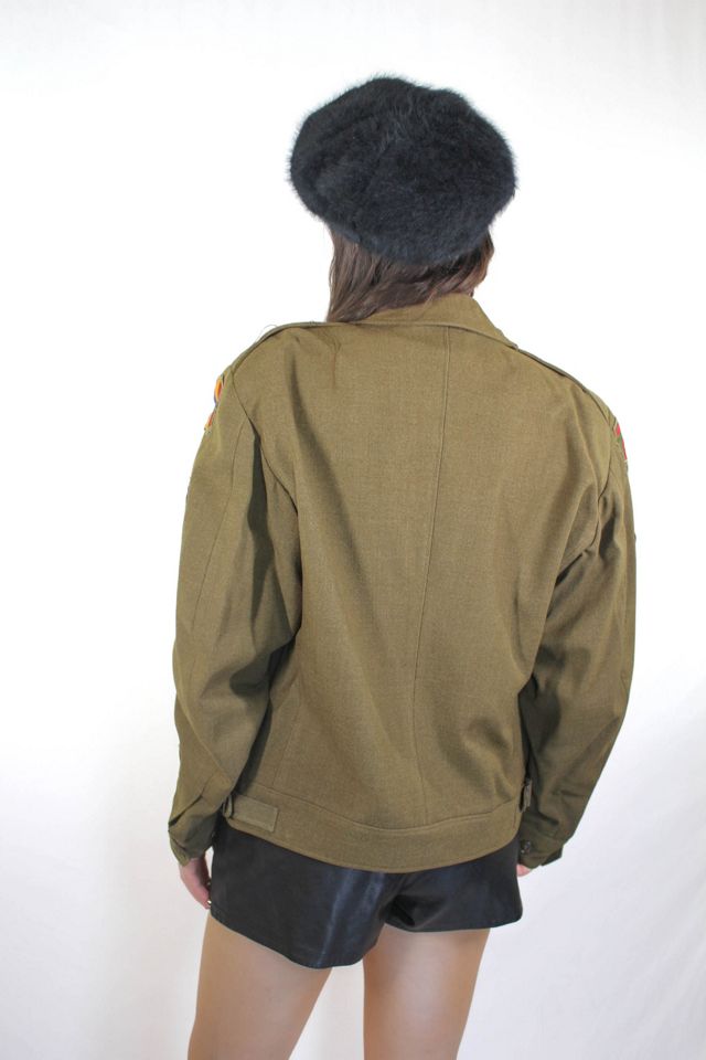 Vintage Cropped Wool Millitary Patched Bomber Jacket Selected By Moons + Junes Vintage #3