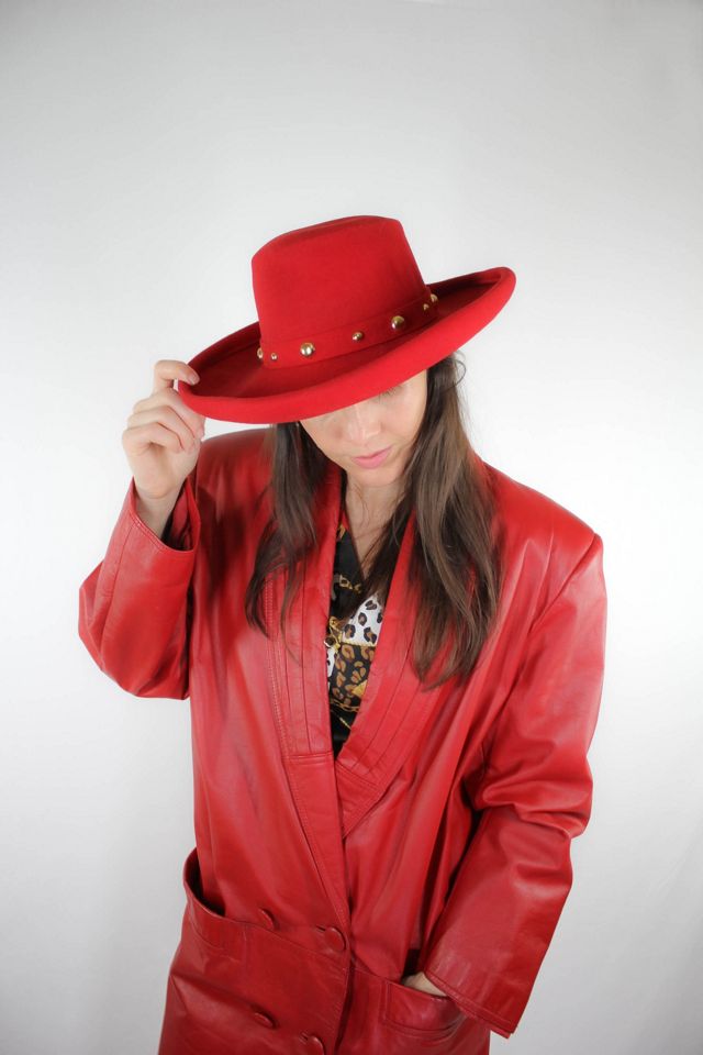 Vintage Red Leather Trench Coat Selected By Moons + Junes Vintage #3