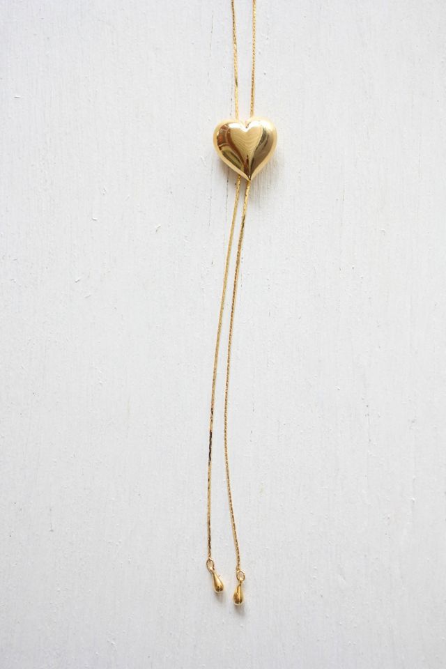 Vintage Gold Heart Bolo Tie Necklace Selected By Moons + Junes Vintage #1