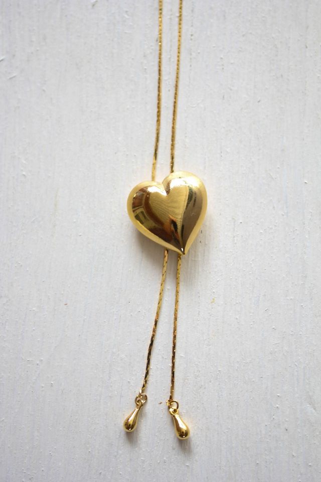 Vintage Gold Heart Bolo Tie Necklace Selected By Moons + Junes Vintage #2