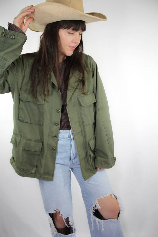 Vintage Army Green Button Down Jacket Selected By Moons + Junes Vintage #1