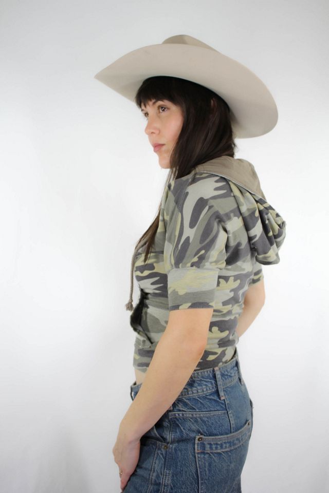 Y2K Camo Hooded Crop Top Selected By Moons + Junes Vintage #1