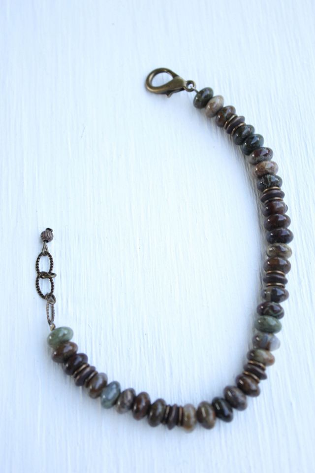 Vintage Jasper Gemstone Beaded Bracelet Selected By Moons + Junes Vintage #3