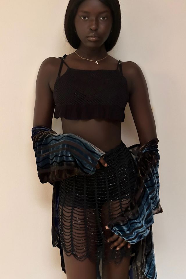 Vintage 1970's Beaded Crochet Sheer Skirt Selected By Afterlife Boutique #2