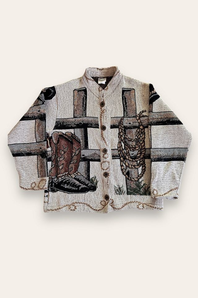 Vintage 1990's Western Boots Woven Cotton Jacket Selected By Afterlife Boutique #1