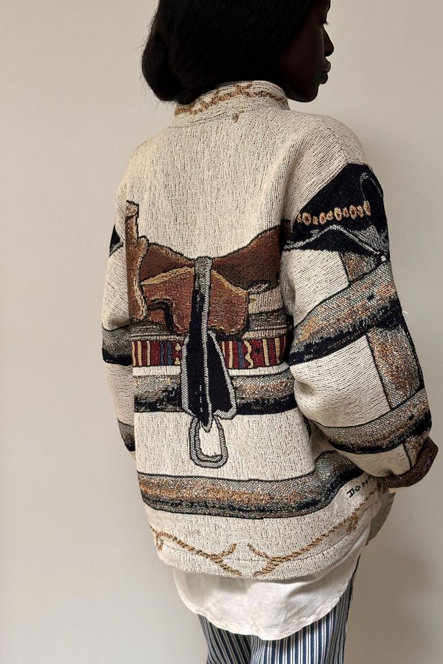 Vintage 1990's Western Boots Woven Cotton Jacket Selected By Afterlife Boutique #3