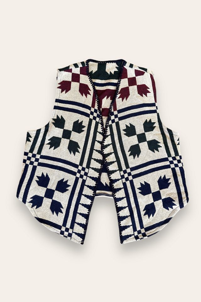 Vintage 1990's Quilt Pattern Woven Cotton Vest Selected By Afterlife Boutique #3