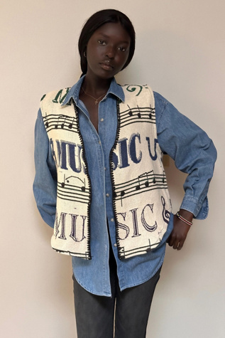Женский жилет Afterlife Boutique Vintage 1990's Music Woven Cotton Vest Selected, цвет: Разноцветный — фото 3