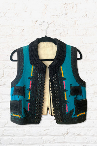 Antique Soutache Trim Colorful Wool Vest By Ritual Vintage