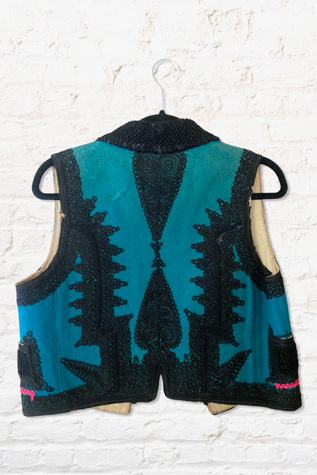 Женский жилет Ritual Vintage Antique Soutache Trim Colorful Wool Vest, цвет: Синий — фото 2