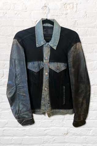 1970s Reworked Levis Denim Leather Trucker Jacket By Ritual Vintage