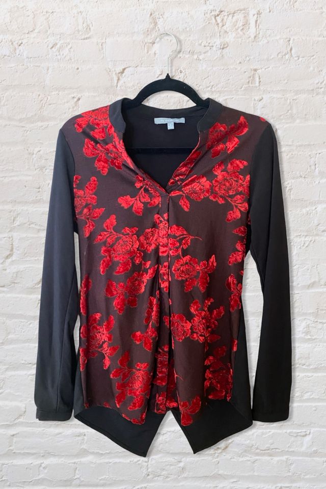1990s Flocked Velvet Semi Sheer Top Selected By Ritual Vintage #3