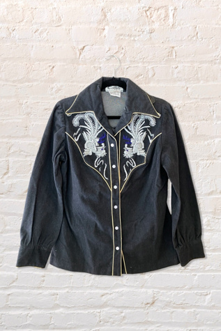 1970s Beaded Western Denim shirt Selected By Ritual Vintage