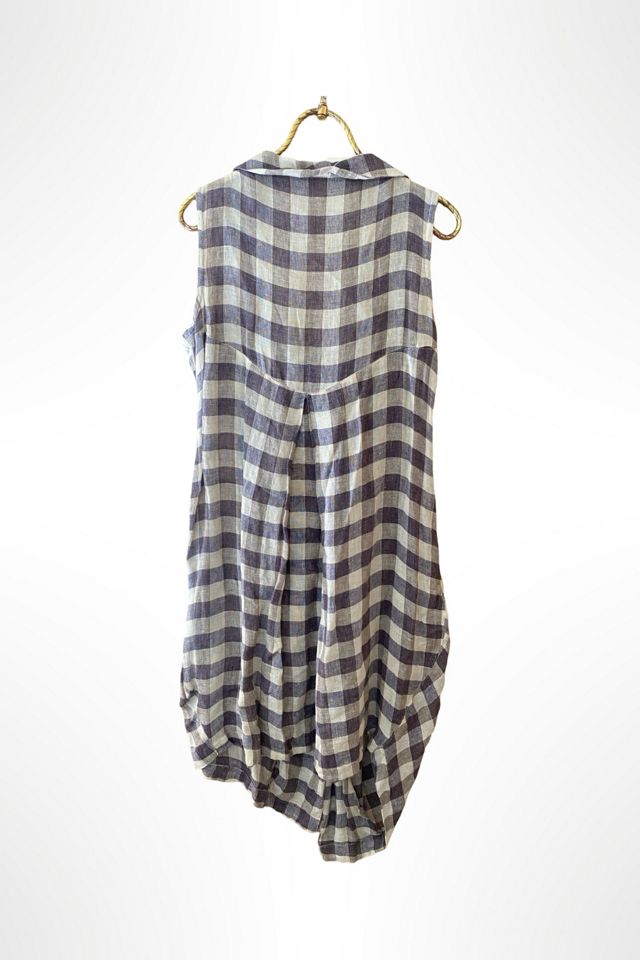 1990s Linen Draped Picnic Check Dress Selected By Ritual Vintage #1