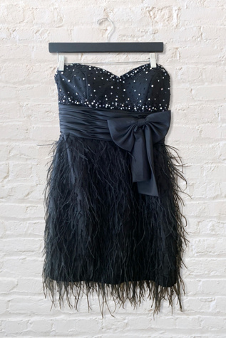 1990s Jeweled Feather Cocktail Dress Selected By Ritual Vintage