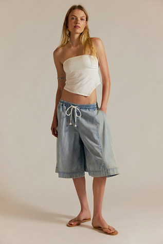 We The Free Distant Lover Culotte Jeans at Free People in Light Wash, Size: S