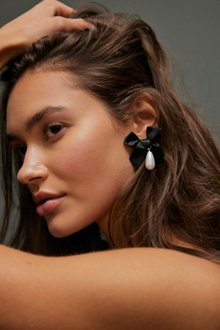 Petit Moments Bow Drop Earrings at Free People in Black