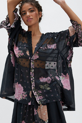 Hey Lover Printed Sleep Shirt by Intimately at Free People in Coal Combo, Size: XS