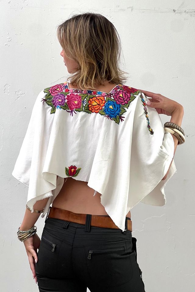 Anna Corinna Reworked Vintage Wool Flower Noir Poncho Top main image 1