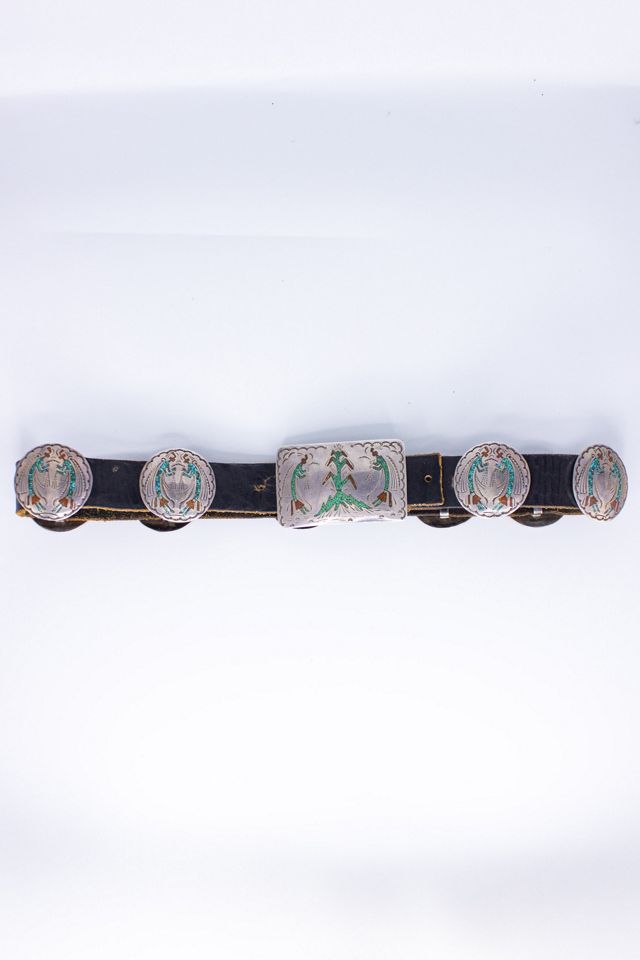 Vintage 70s Turquoise and Coral Leather Belt Selected by Black Shag Vintage #2