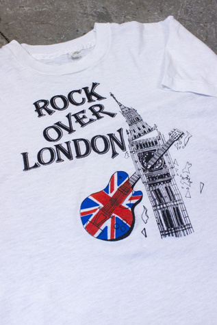 Женская футболка Black Shag Vintage 80s Rock Over London Graphic T Shirt Selected, цвет: Белый — фото 2