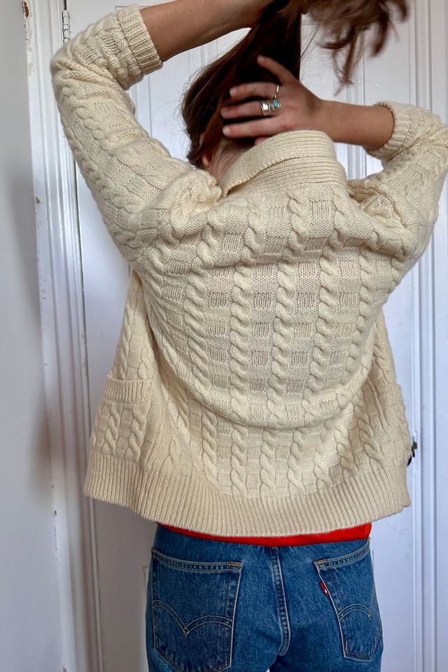 shawl collar cable knit cardigan womens