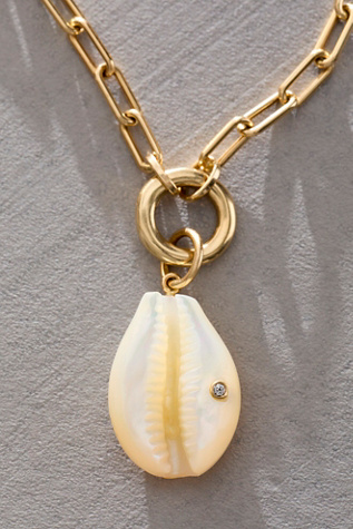 Maura Green Small Cowrie Shell Charm at Free People in Gold