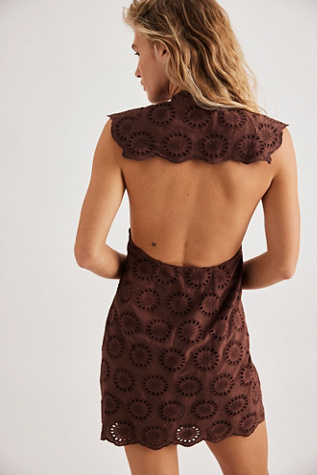 Willow Eyelet Mini Dress by Free People in Brown, Size: M