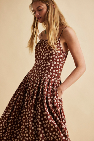 Salvador Printed Midi Dress by Free People in Brown, Size: XL