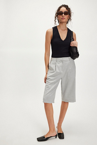 Clean Knee Length Trouser Shorts at Free People in Grey, Size: US 4