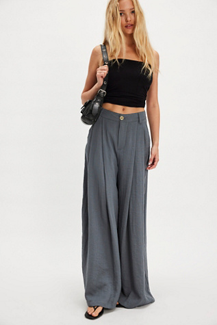 Dallas Wide-Leg Trousers at Free People in Steel, Size: US 12