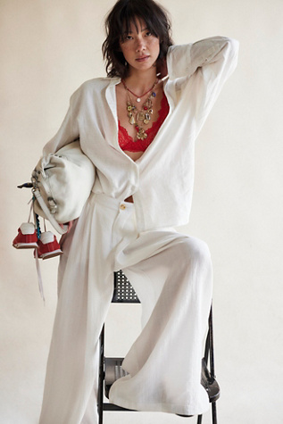Dallas Wide-Leg Trousers par Free People en Clean Ivory, pour femme taille: US 14