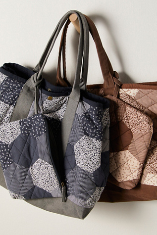 Pippa Patchwork Tote Bag by Free People in Tan