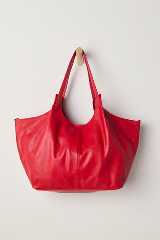 Tivoli Leather Tote Bag by Free People in Red
