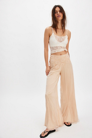 Nigel Preston Godet Chiffon Pants At Free People In Wheat, Size: Small