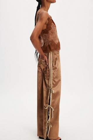 FP x Nigel Preston Satin Side Tie Pants at Free People in Tan, Size: L