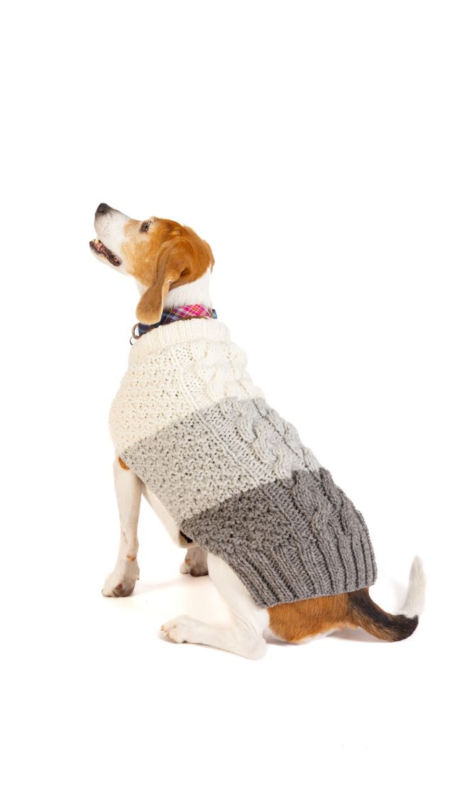 Chilly Dog Color Block Cable Dog Sweater #1