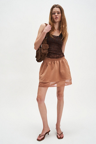 Norma Kamali Boyfriend Mesh Mini Skirt at Free People in Cappuccino, Size: Medium