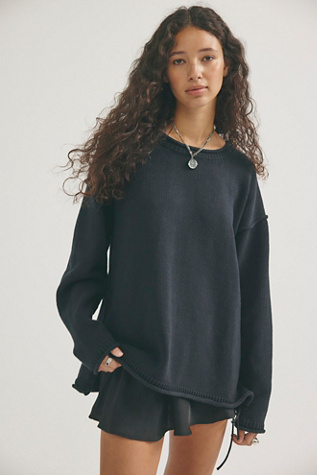 We The Free Ella Roll-Neck Cotton Knit Sweater at Free People in Black, Size: M